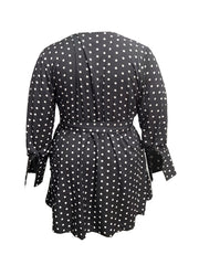 Plus Size Dot Print Ruffle Trim Side Knot Mini Dress