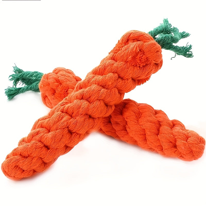Dog Carrot Rope Knot Toy for Teeth Grinding and Interactive Play