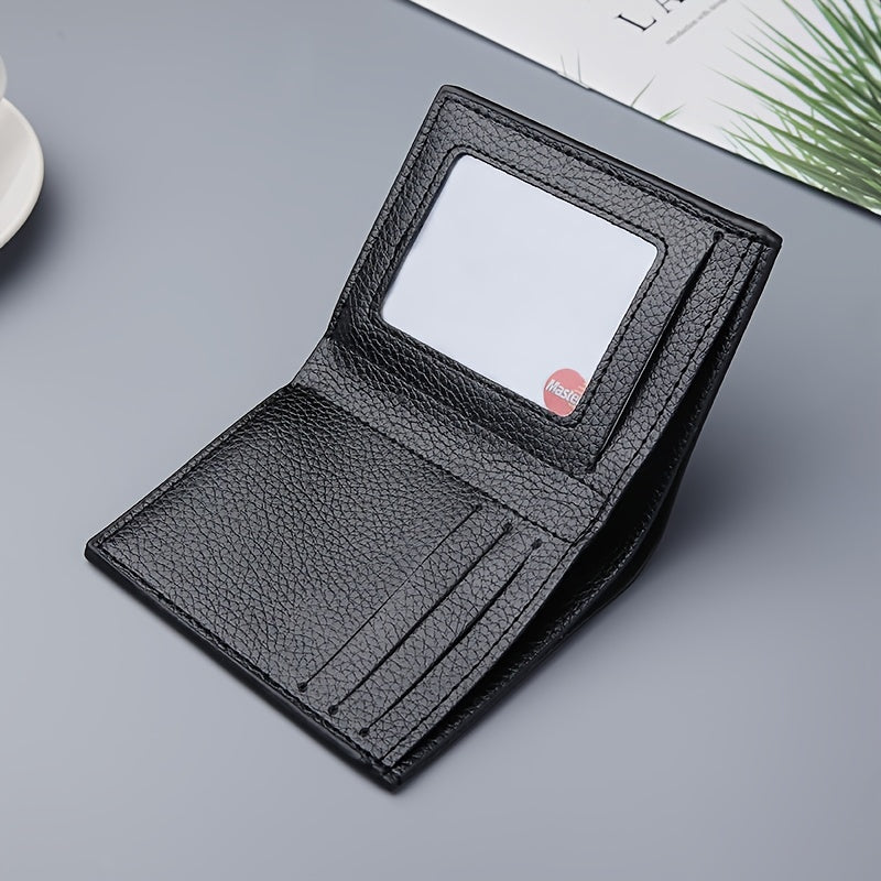 Men's Short Lychee Pattern Wallet Dollar Clip