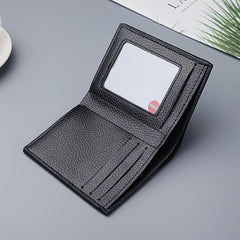 Men's Short Lychee Pattern Wallet Dollar Clip