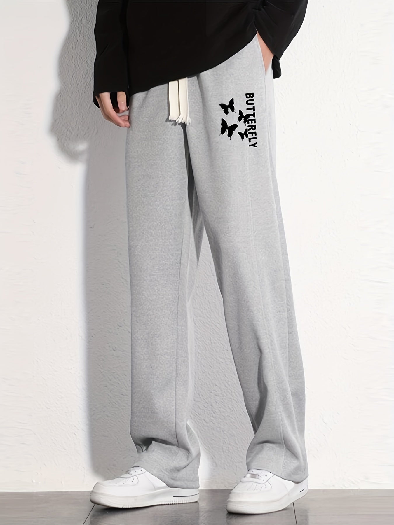 Butterfly Graphic Print Men's Loose Sweatpants Casual Jogger Pants