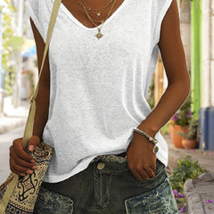 Women's V Neck Tank Top Cap Sleeve