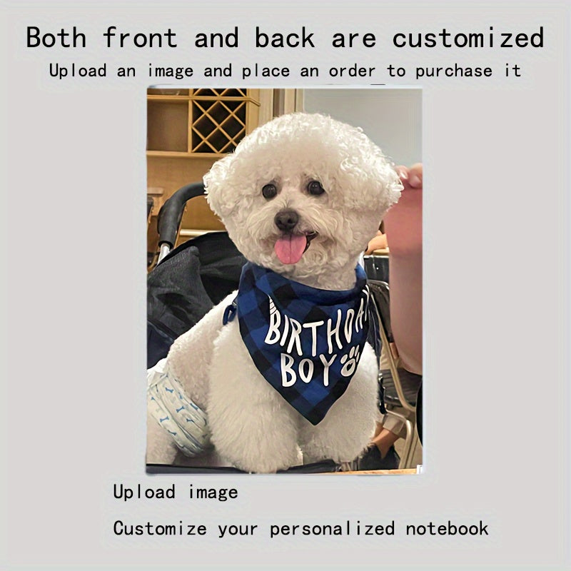 Personalized Pet Photo Notebook - Dog w/ Plaid Bandana & Birthday Boy Text