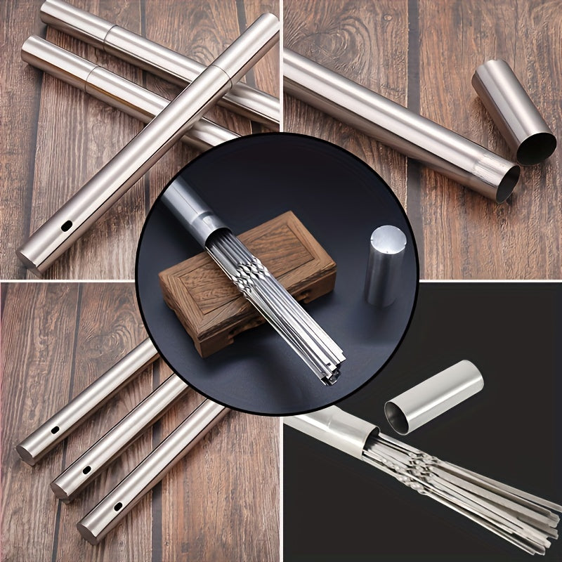 Stainless Steel BBQ Skewers with Storage Tube - Outdoor Camping Picnic