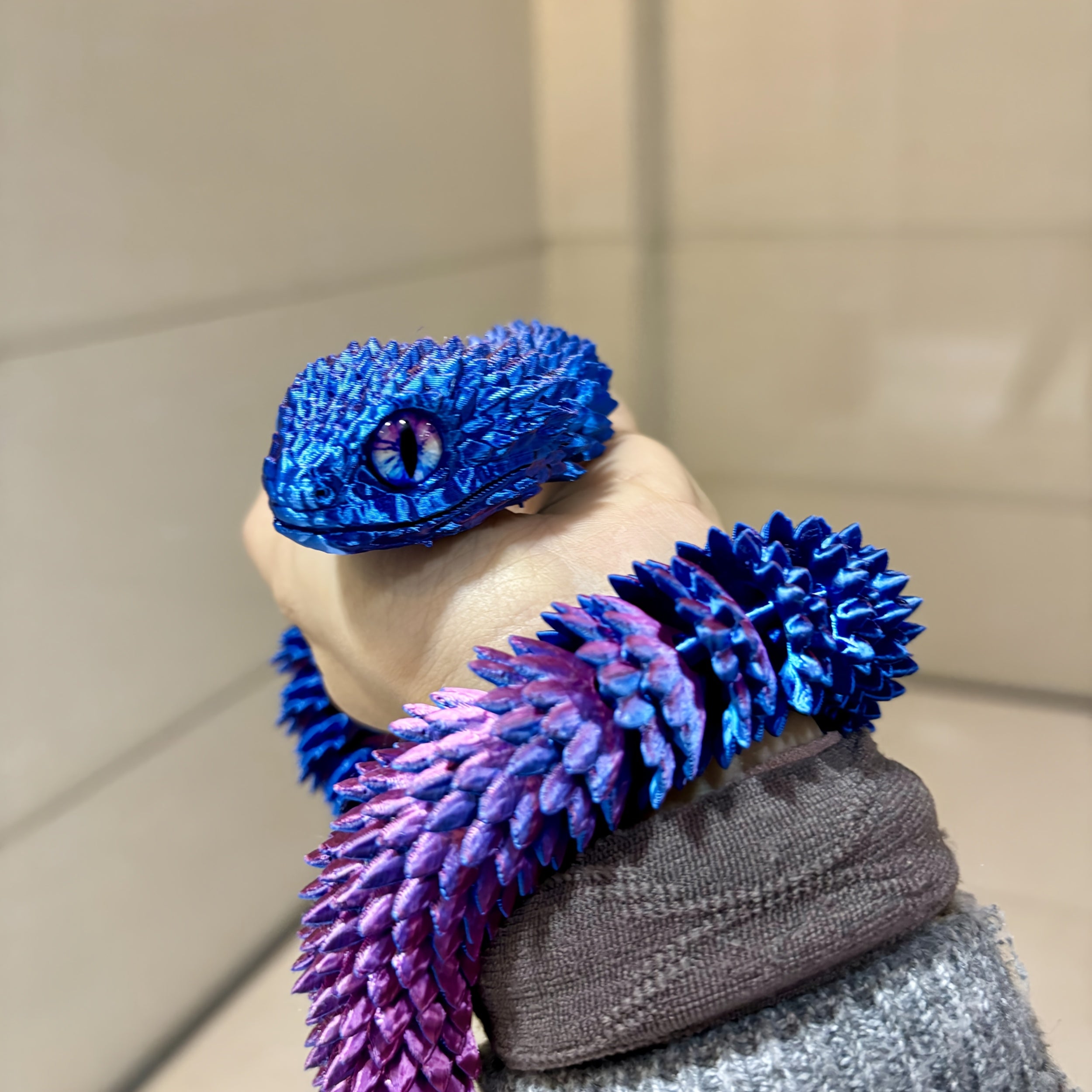 3D Printed Snake w/ Hand Painted Eyes 85cm - Rainbow/Candy Options