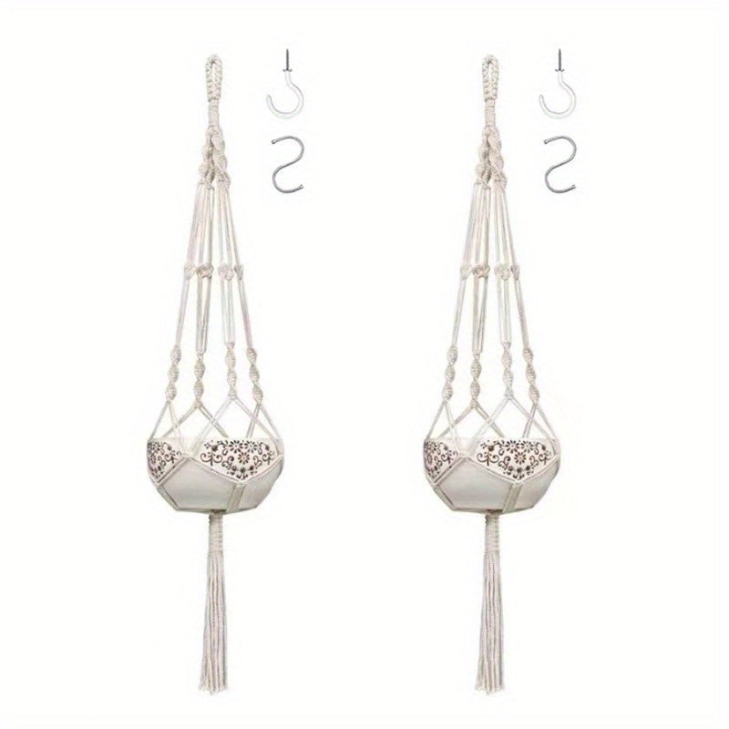 2pcs Macrame Plant Hanger Indoor Hanging Planter Basket