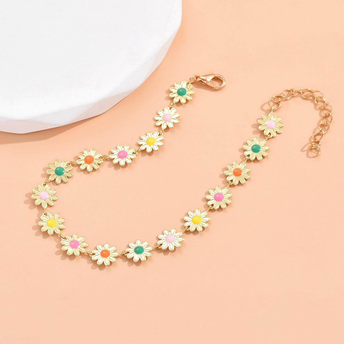 Beaded Flower Anklet Dainty Ankle Bracelet