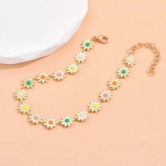Beaded Flower Anklet Dainty Ankle Bracelet