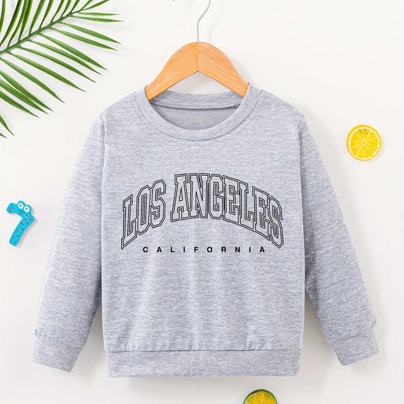 Girls Pullover Los Angeles Letter Print Crew Neck Sweatshirt
