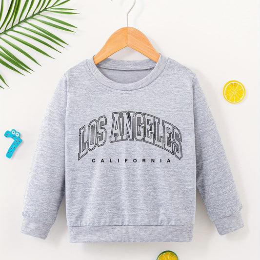 Girls Pullover Los Angeles Letter Print Crew Neck Sweatshirt