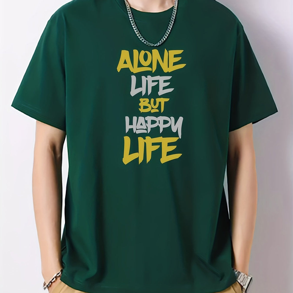 Men's Cotton Letter Print Active T-Shirt