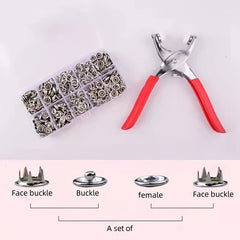 Button Mounting Tool Set Metal Pliers No Sew Fasteners Studs