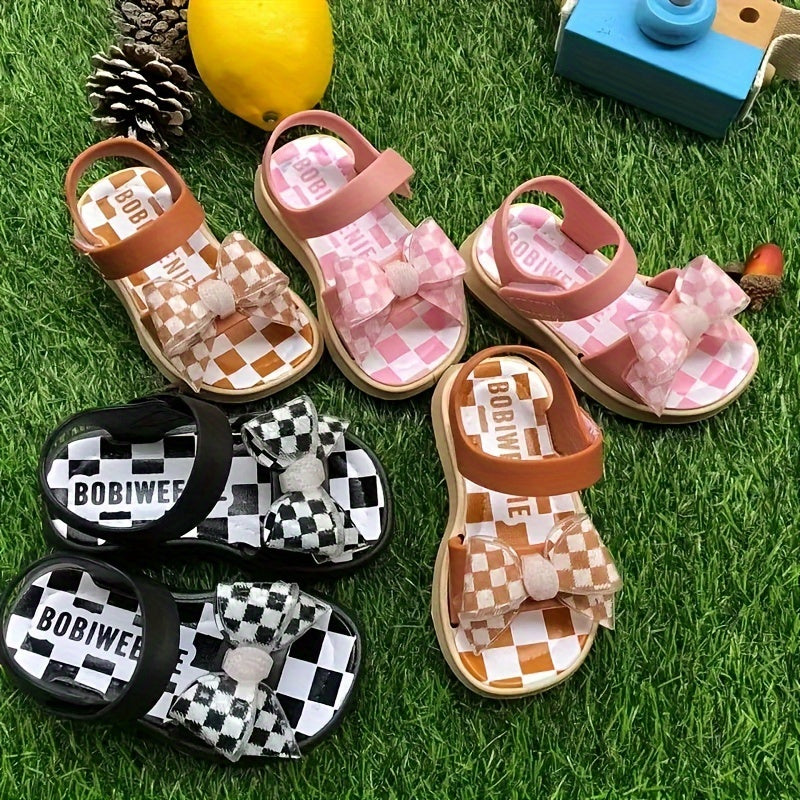 Plaid Open Toe Baby Sandals Lightweight Breathable