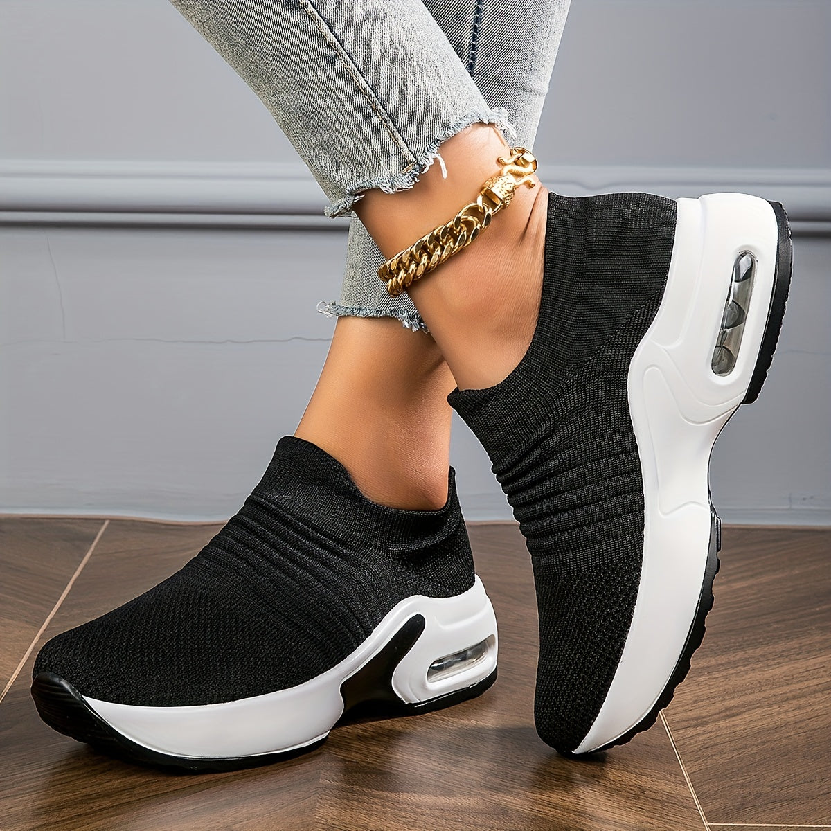Women's Knit Slip On Sneakers Lightweight Outdoor Shoes