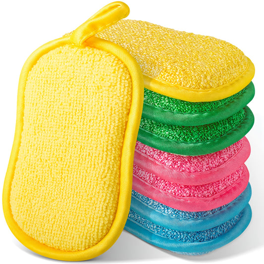 8-pc Microfiber Sponge Dish Cloth Set for Effortless Cleaning
