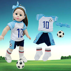 Soccer Outfit Set for 18 Dolls Shirt Shorts Headband Socks Football
