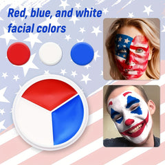 Red Face Body Paint American Flag 3 Colors Palette for Patriotic Events