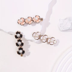 3pcs Sweet Flower Hair Clip Faux Pearl Duck Billed Clip Style Hair Clip