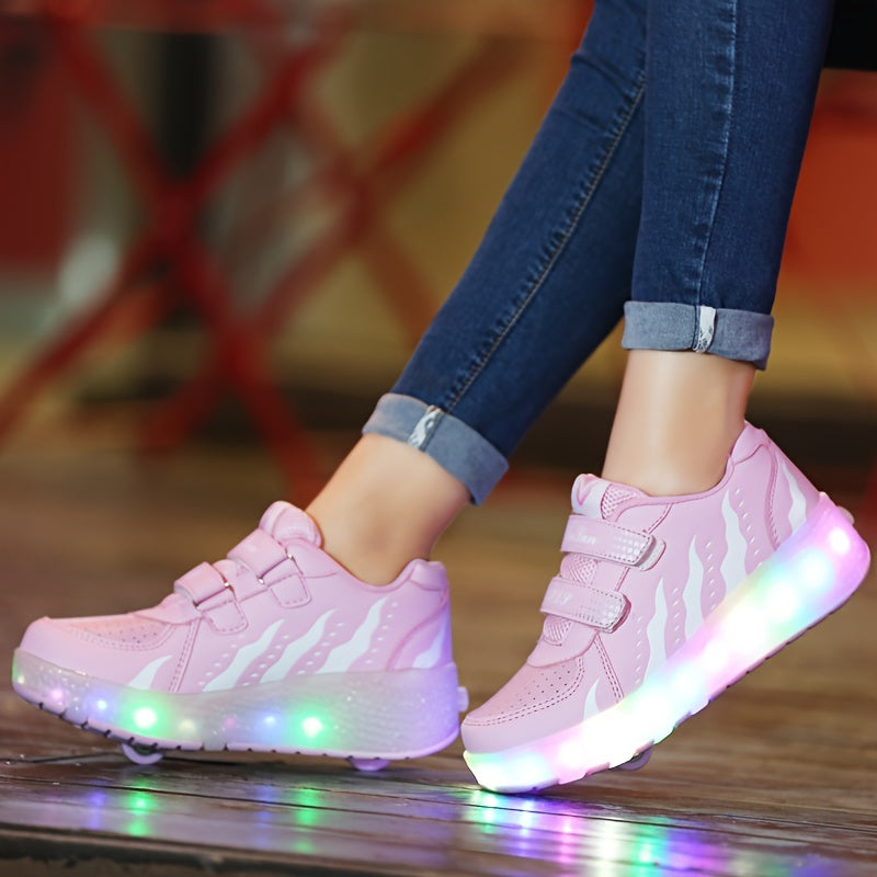 LED Light Roller Skate Shoes For Girls, Anti Slip, Outdoor/Indoor