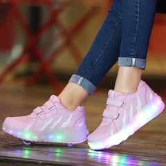 LED Light Roller Skate Shoes For Girls, Anti Slip, Outdoor/Indoor
