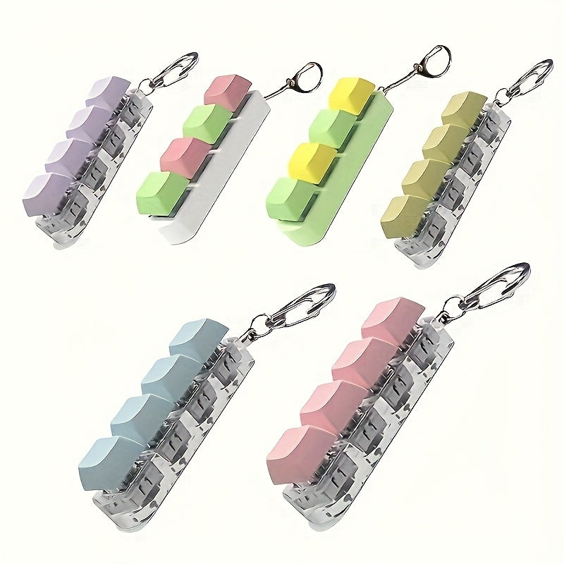 Colorful Keyboard Key Keychain with Plastic Relaxation Tool
