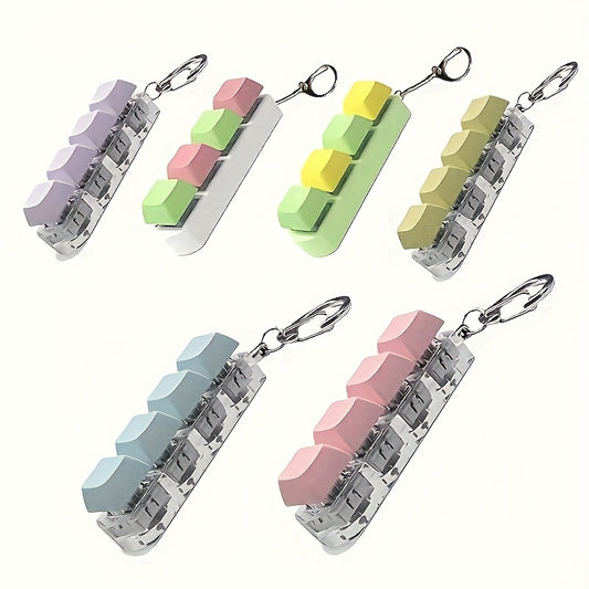 Colorful Keyboard Key Keychain with Plastic Relaxation Tool