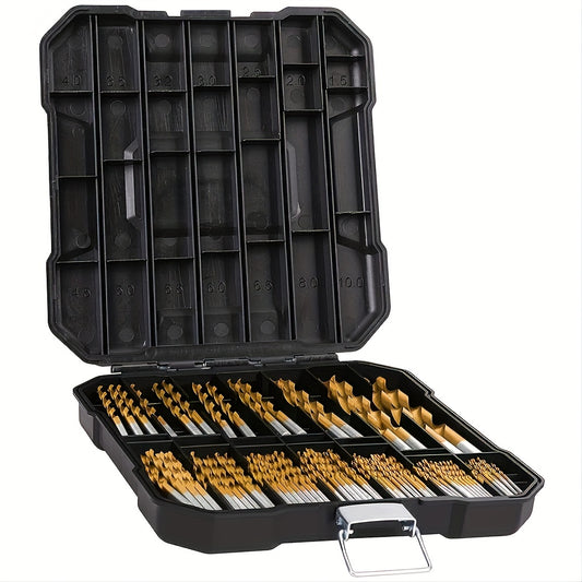 99pcs Titanium Coated Drill Bits Kit High Speed Steel Drill Bits Kit With Case
