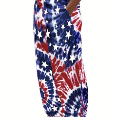  Independence Casual Pants Women's Plus Flag Print Pants