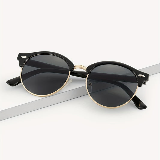 Men's Half Frame Sunglasses Metal Rice Nail
