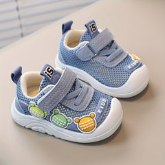 Baby Girls Bear Slip On Mesh Sneakers, Breathable, No Tie, Outdoor Shoes