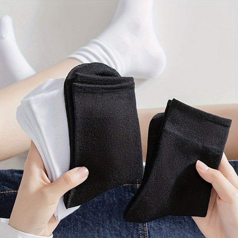 10 Pairs Solid Socks Comfy & Breathable Women's Stockings & Hosiery
