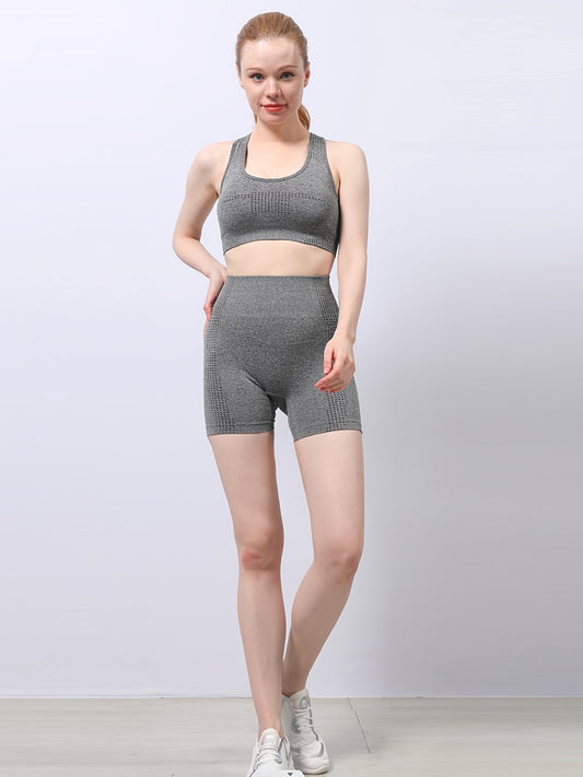 Bodycon Bra & Shorts Set Yoga Running Sports Fitness