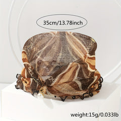 Leopard Chain Print Ruffle Scarf Elastic Neckerchief Breathable Infinity Scarf