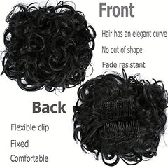 Messy Bun Hair Piece Wavy Curly Scrunchies Dirty Blonde Synthetic Ponytail Hair