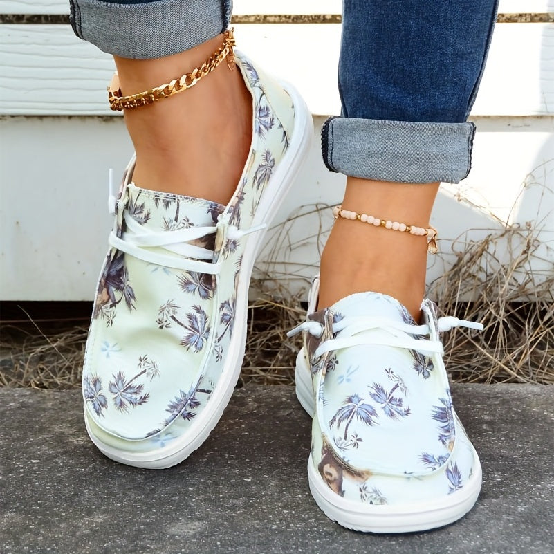 Women's Printed Canvas Slip On Loafers