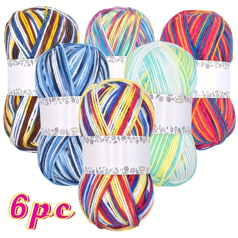 6pcs Acrylic Yarn 50g Crochet Yarn Starter Kit With Crochet Hook Knitting Needle