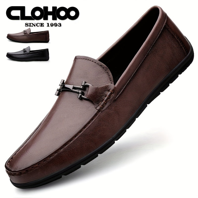 Men's Metallic Moccasin Loafers, Comfy Slip-On Shoes