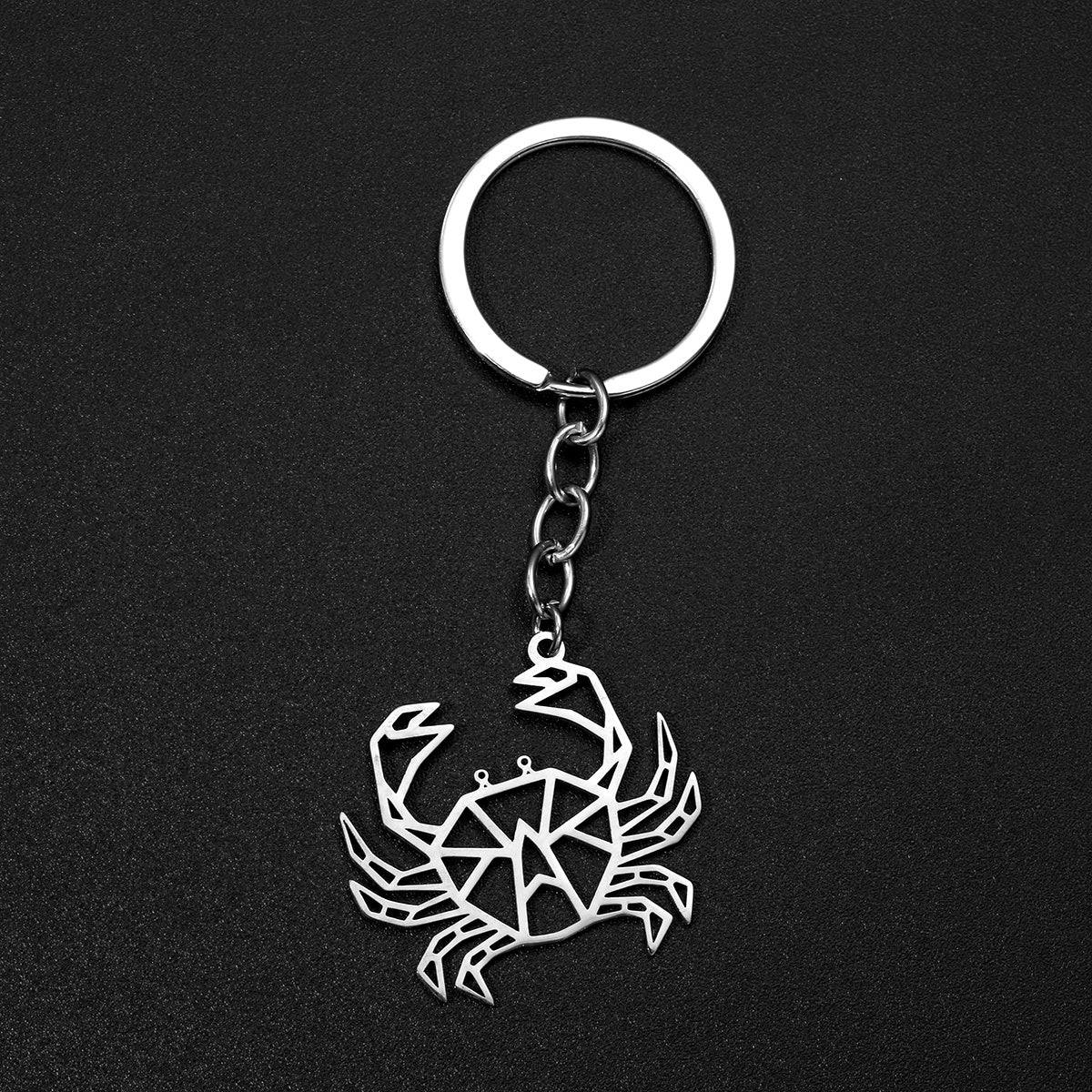 Creative Stainless Steel Hollow Crab Keychain For Men