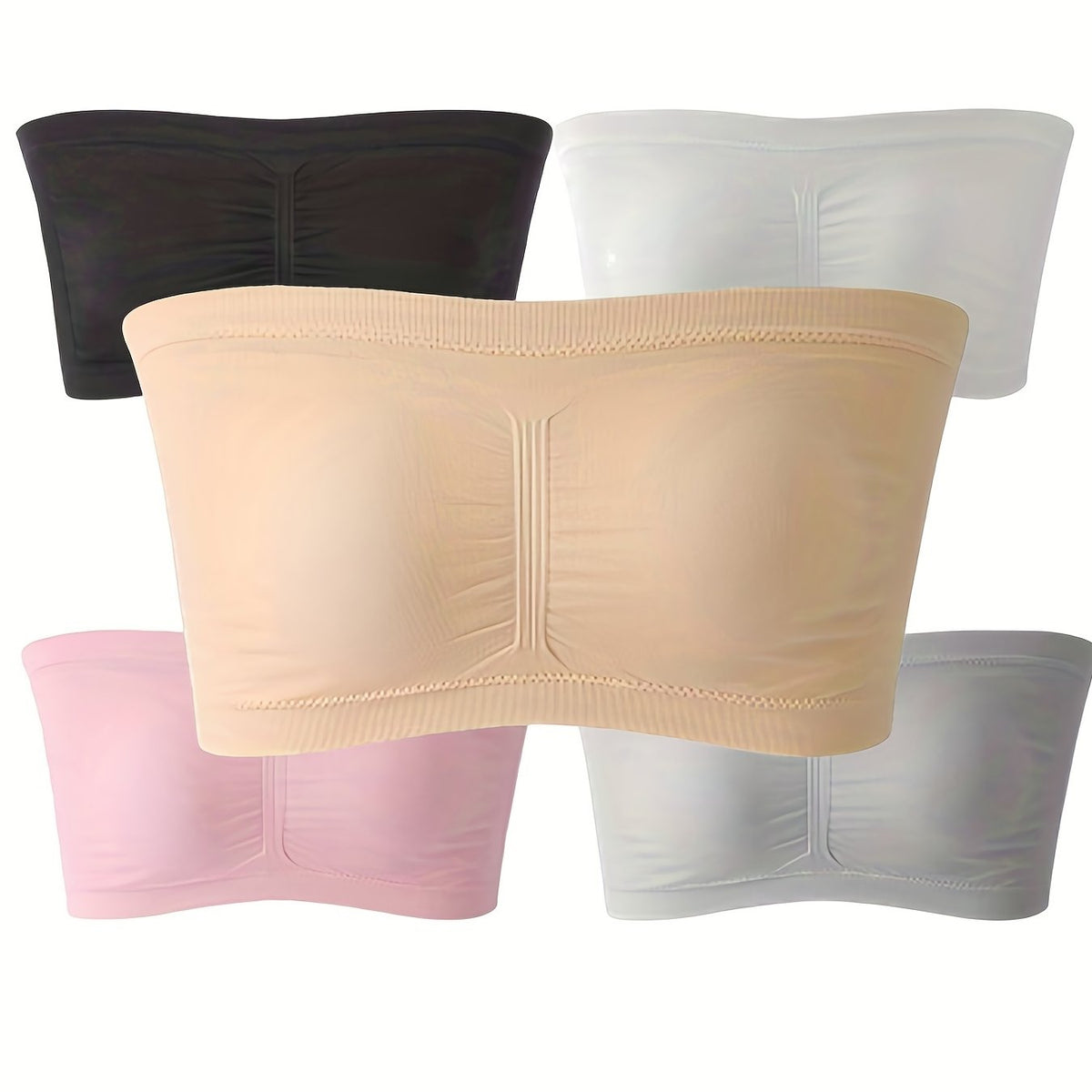 5pcs Seamless Stretch Bandeau Bras Wireless Everyday Bra Women's Lingerie