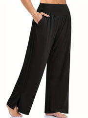  Sporty Pants Women's Plus Solid High Waist Adjustable Tie Knots Pocket