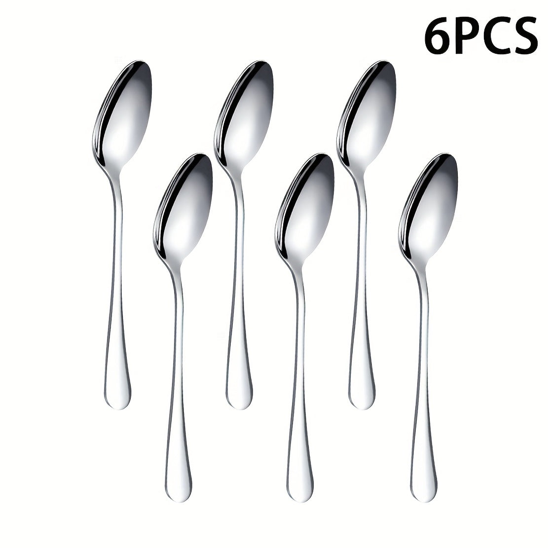 6pcs Stainless Steel Meal Spoon Soup Spoon Coffee Spoon Dessert Spoon Tea Spoon