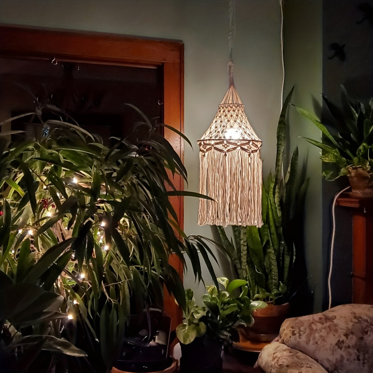 Modern Macrame Lamp Shade with Tassels for Home Decor