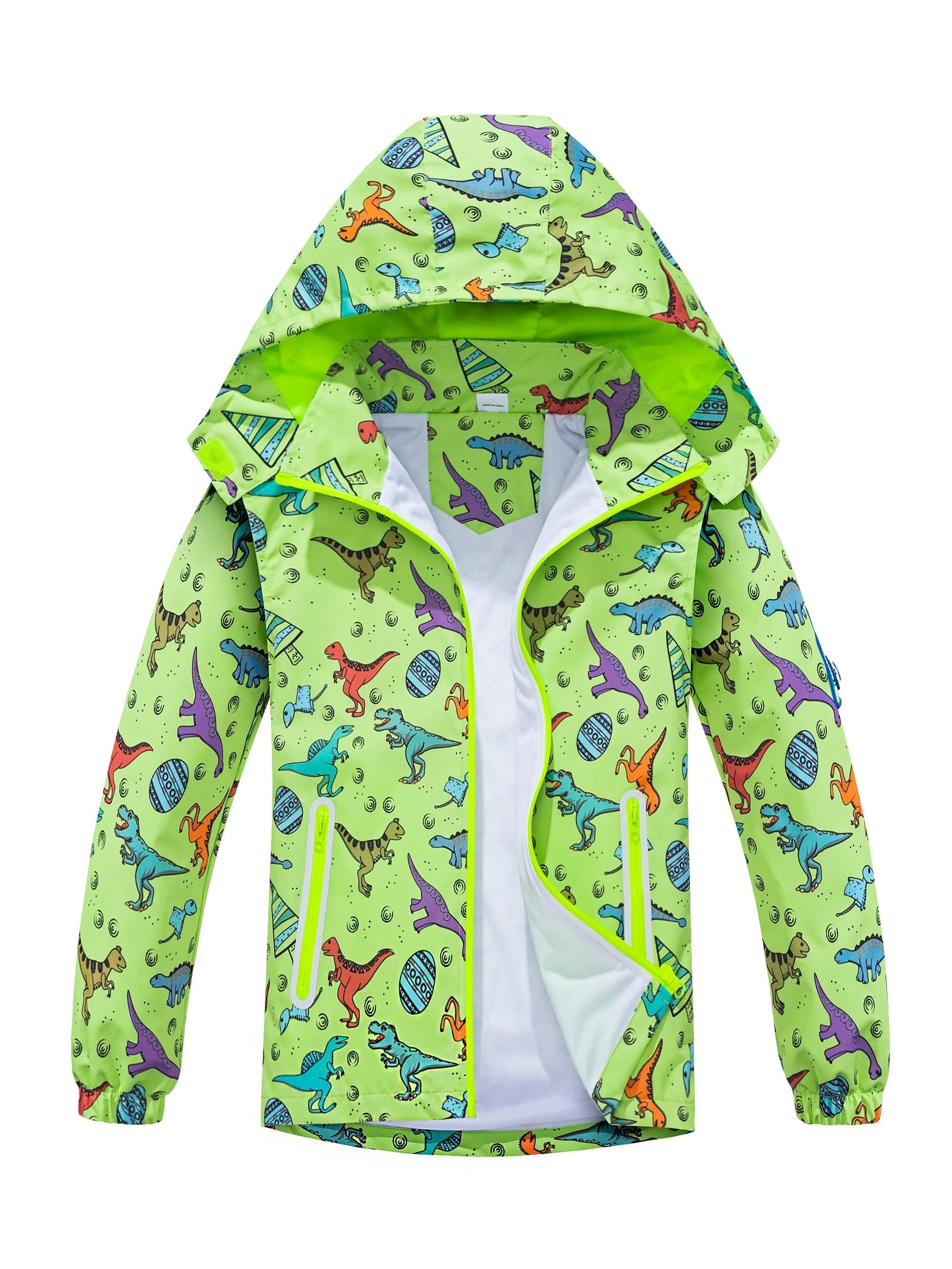Boys Dinosaur Raincoat Jacket with Removable Hood