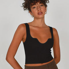 Sexy Sleeveless Tank Top Solid Notched Neck Summer Women's Clothing