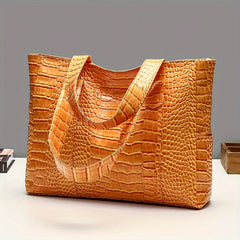 Crocodile Pattern PU Leather Tote Bag Shoulder Handbag