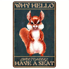 Funny Bernese Mountain Dog Squirrel Tin Sign for Home Decor