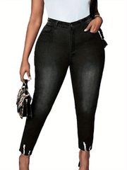  Sexy Skinny Pants Women's Plus Medium Stretch Raw Trim