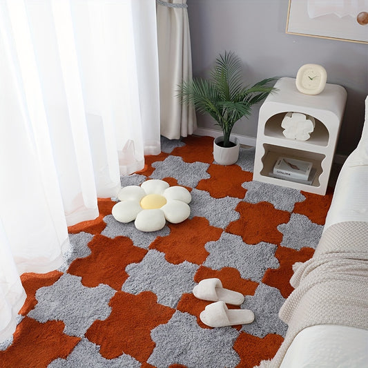 8pcs Thickened Interlocking Shaggy Soft Foam Mat Anti-slip Area Rugs