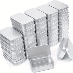 2pcs Metal Rectangular Storage Jar Empty Hinged Tins Mini Portable Box