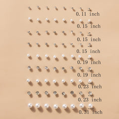 36 Pairs Faux Pearl Crystal Stud Earrings Set - Daily Decor Jewelry